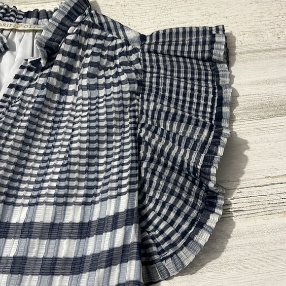 Marie Oliver Silk Blend Tiered Bay Navy and White Dress Size XXS - Picture 11 of 11